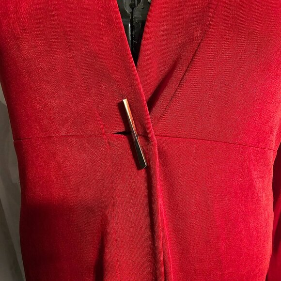 #184 NEW Chicos Size 3 Travelers Classic Side-Slit Jacket in Enamel Red - Picture 6 of 9
